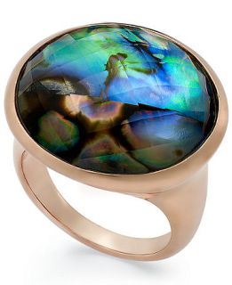 Bronzarte 18k Rose Gold over Bronze Ring, Abalone Doublet Round Ring   Rings   Jewelry & Watches