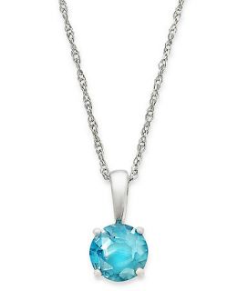 10k White Gold Necklace, Round Cut Blue Topaz Pendant (1/2 ct. t.w.)   Necklaces   Jewelry & Watches