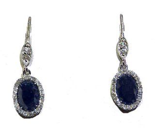 Meira T 14k White Gold Diamond Rough Sapphire Earrings: Jewelry