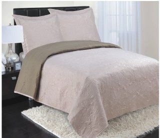 RT Designers Collection 3 Piece Reversible Coverlet, King, Camel   Coverlet King Size