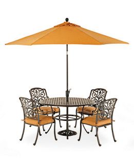 Montclair Outdoor 5 Piece Dining Set: 48 Round Dining Table and 4 Dining Chairs   Furniture