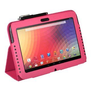 AGPtek Flip Capability Faux Leather Case Cover (rose pink) for Google Nexus 10 Tablet (Soft Micro Suede Interior, Magnetic Closure): Computers & Accessories