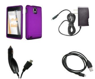 Samsung Infuse 4G   SGH i997   (AT&T) Premium Combo Pack   Purple Rubberized Shield Hard Case Cover + Atom LED Keychain Light + Wall Charger + Car Charger + Micro USB Data Cable: Cell Phones & Accessories