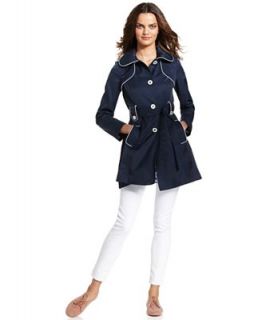 Jessica Simpson Coat, Hooded Belted Piped Trench   Coats   Women