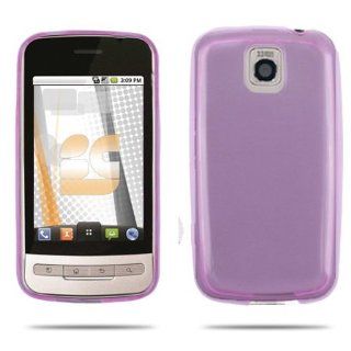 TPU Clear Purple Silicone Skin Gel Cover Case For LG Optimus M MS690 Cell Phones & Accessories
