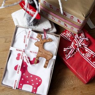 personalised christmas baby gift set by scamp