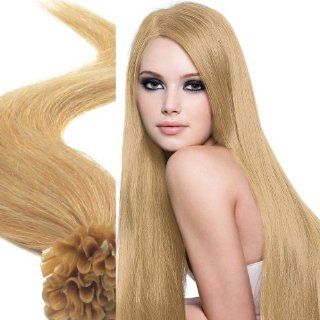 M Angelcoco Stick U Tip 100% Indian Remy Human Straight Hair Extensions Light Honey Blonde 18"100pcs/pack 50g : Beauty
