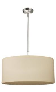 Z Lite 171 24C C Albion Three Light Pendant, Metal Frame, Brushed Nickel Finish and Off White Linen Fabric Shade of Fabric Material   Ceiling Pendant Fixtures  