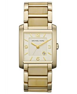 Michael Kors Womens Frenchy Gold Tone Stainless Steel and Horn Acetate Bracelet Watch 26x29mm MK4251   Watches   Jewelry & Watches