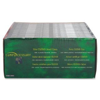 Wholesale CASE of 5   Compucessory Slim CD/DVD Jewel Cases Thin CD/DVD Jewel Case, One CD W/Literature, 100/PK, Clear: Office Products