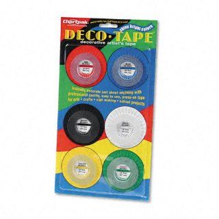 Chartpak Deco Bright Decorative Tape, 1/8" x 324", Red/Black/Blue/Green/Yellow, 6/Box: Health & Personal Care
