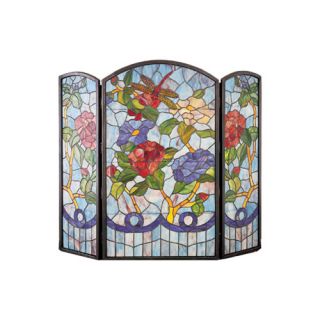Dragonfly Flower 3 Panel Fireplace Screen