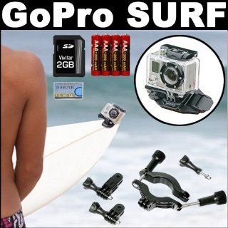 Gopro Surf Hero Wide 5 Megapixel 170 Degree Lens Camera + Gopro 1.4 Inch   2.5 Inch Roll Bar Mount + 2GB SD Card + 4 AAA Rechargeable Batteries : Digital Camera Accessory Kits : Camera & Photo