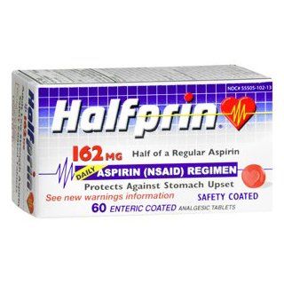 Special Pack of 5 HALFPRIN E.C. ASPIRIN 162MG 60 Tablets: Health & Personal Care