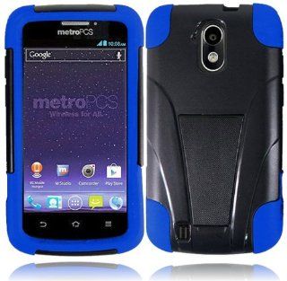 For ZTE Force N9100 T stand Kickstand Hybrid Double Layer Cover Case Black/Blue Accessory: Cell Phones & Accessories