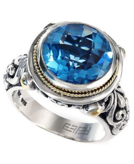 Balissima by EFFY Blue Topaz Round Ring (5 3/4 ct. t.w.) in 18k Gold and Sterling Silver   Rings   Jewelry & Watches