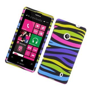 Eagle Cell PINK521R159 Stylish Hard Snap On Protective Case for Nokia Lumia 521   Retail Packaging   Rainbow Zebra: Cell Phones & Accessories
