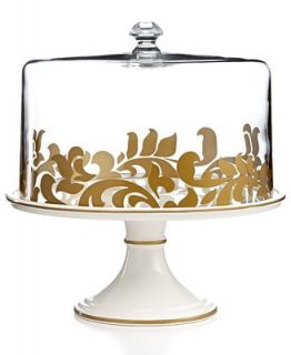 CLOSEOUT Martha Stewart Collection Serveware, Lisbon Gold Trim Cake Stand with Dome   Serveware   Dining & Entertaining