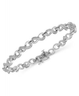 Diamond Bracelet, Sterling Silver Diamond Mesh Heart Bracelet (1/6 ct. t.w.)   Bracelets   Jewelry & Watches