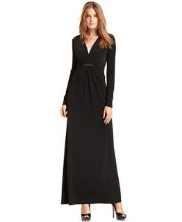 MICHAEL Michael Kors Long Sleeve V Neck Maxi Dress   Dresses   Women