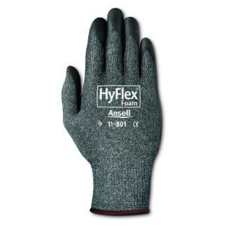 Ansell HyFlex 11 801 Nylon Glove, Black Foam Nitrile Coating, Knit Wrist Cuff, Medium, Size 8 (Pack of 12) Work Gloves