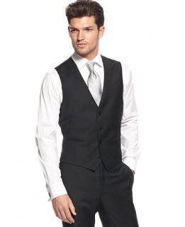Calvin Klein Vest Black Solid 100% Wool Slim Fit   Suits & Suit Separates   Men