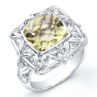 lan The Chrysalis Sterling Silver and Brilliant Diamond 3.5 Carat Green Gold Quartz Ring Jewelry