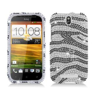 Aimo Wireless HTCONESVPCDI152 Bling Brilliance Premium Grade Diamond Case for HTC One SV   Retail Packaging   Black/White Zebra Cell Phones & Accessories