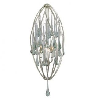 Varaluz 151F03PE Area 51 Collection 3 Light Foyer Fixture, Pearl Finish and Recycled Clear Glass Drops   Foyer Pendant Light Fixtures  