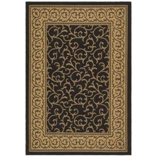 Safavieh Courtyard Collection CY6014 46 Black and Natural Indoor/ Outdoor Area Rug, 6 Feet 7 Inch by 9 Feet 6 Inch  