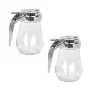 SET OF 2   6 Oz. (Ounce) Glass Bulb Jar Syrup Dispenser, Sugar Dispenser, Retracting Spout, Dispensing Thumb Lever, Pancake House Style: Kitchen & Dining