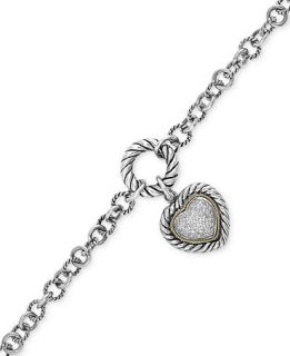 Balissima by EFFY Diamond Heart Charm Bracelet (1/5 ct. t.w.) in Sterling Silver and 18k Gold   Bracelets   Jewelry & Watches