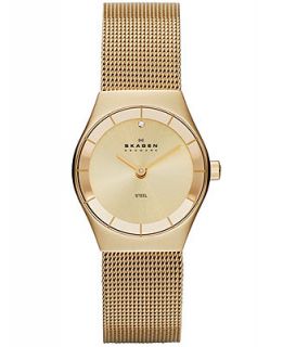 Skagen Denmark Watch, Womens Gold Ion Plated Stainless Steel Mesh Bracelet 24mm SKW2045   Watches   Jewelry & Watches
