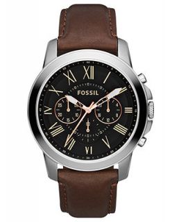 Fossil Mens Chronograph Grant Brown Leather Strap Watch 44mm FS4813   Watches   Jewelry & Watches