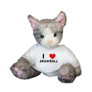 Plush Stuffed Cat (Kit Kat) toy with I Love Snowball T shirt (first name/surname/nickname) Toys & Games