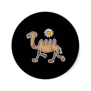 silly 4 humped camel round stickers
