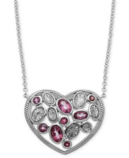 Town & Country Sterling Silver Necklace, Pink Topaz and Enamel Heart Pendant (1 7/8 ct. t.w.)   Necklaces   Jewelry & Watches