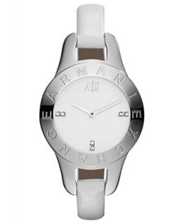 AX Armani Exchange Watch, Womens White Leather Strap 30mm AX4124   Watches   Jewelry & Watches