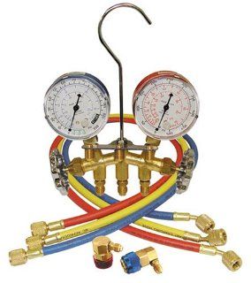 Mountain 8205 R 134a Brass Manifold Gauge Set with Couplers: Automotive