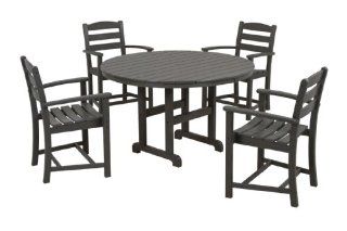 POLYWOOD PWS132 1 GY La Casa Caf 5 Piece Dining Set, Slate Grey : Outdoor And Patio Furniture Sets : Patio, Lawn & Garden