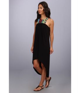 Tbags Los Angeles Sleeveless High Low Dress with Multicolored Trim