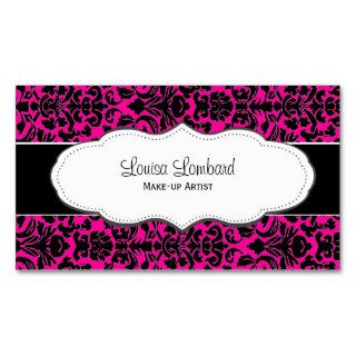 Hot Pink Damask Business Cards