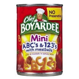 Chef Boyardee ABC's & 123's Pasta with Meatballs in Tomato Sauce 15oz (Pack of 12) : Gourmet Sauces : Grocery & Gourmet Food