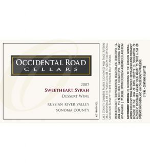 2007 Occidental Road Cellars Sweetheart Syrah Dessert Wine Russian River Valley 375 mL: Wine