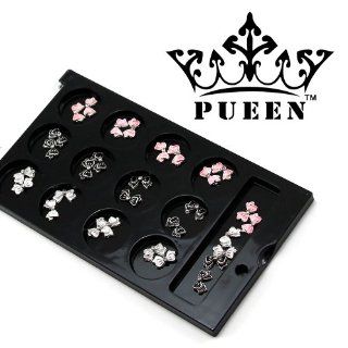 PUEEN 3D Nail Decoration Variety Pack   30 pcs Pink, White and Black Alloy Rhinestones Nail Art Bow for Nails & Cell Phones : Beauty