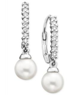 14k White Gold Cultured Freshwater Pearl Drop Earrings   Earrings   Jewelry & Watches