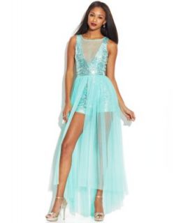 Prom 2014 Young Hollywood Sequined Illusion Romper Look   Juniors