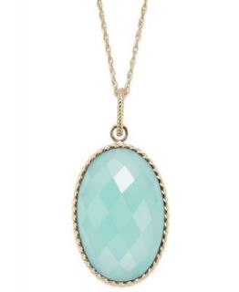 14k Gold Necklace, Faceted Oval Blue Chalcedony Pendant (10 ct. t.w.)   Necklaces   Jewelry & Watches