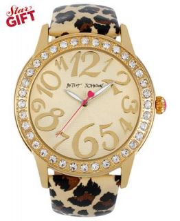 Betsey Johnson Watch, Womens Leopard Print Patent Leather Strap 48mm BJ00217 01   Watches   Jewelry & Watches