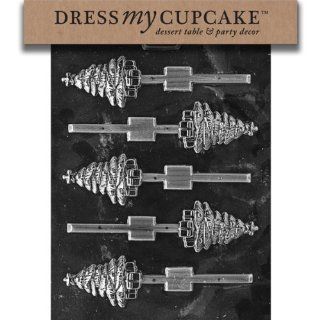 Dress My Cupcake DMCC108 Chocolate Candy Mold, Tree with Gifts Lollipop, Christmas: Candy Making Molds: Kitchen & Dining